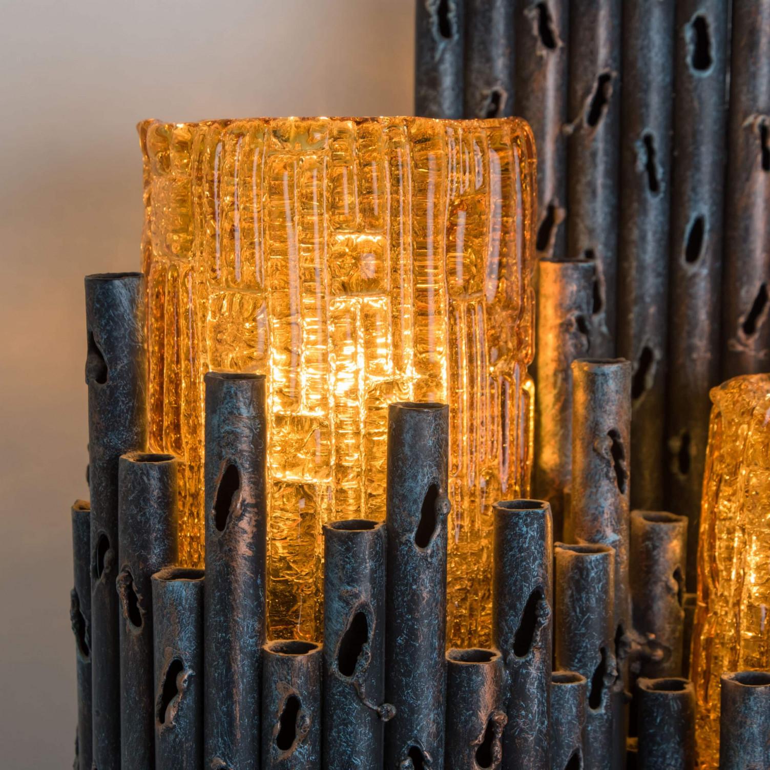 Ferro battuto Coppia di applique brutaliste di Tom Ahlström & Hans Ehrlich, Svezia in vendita