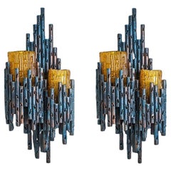 A pair of Brutalist Wall Sconces by Tom Ahlström & Hans Ehrlich, Sweden
