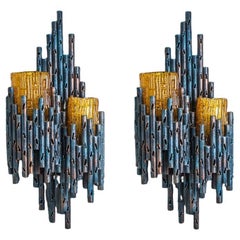 A pair of Brutalist Wall Sconces by Tom Ahlström & Hans Ehrlich, Sweden