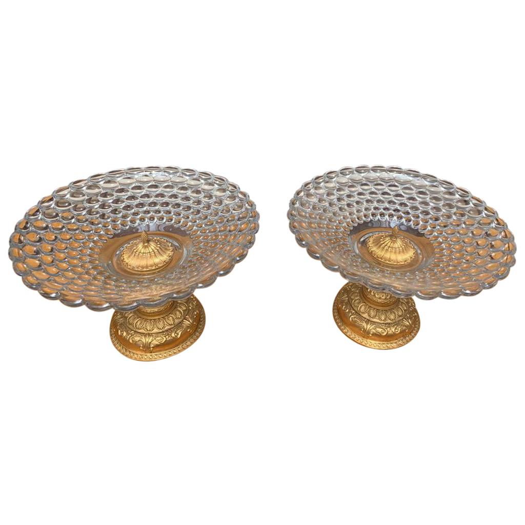 Pair of Bubble Glass Tazze, 20th Century For Sale