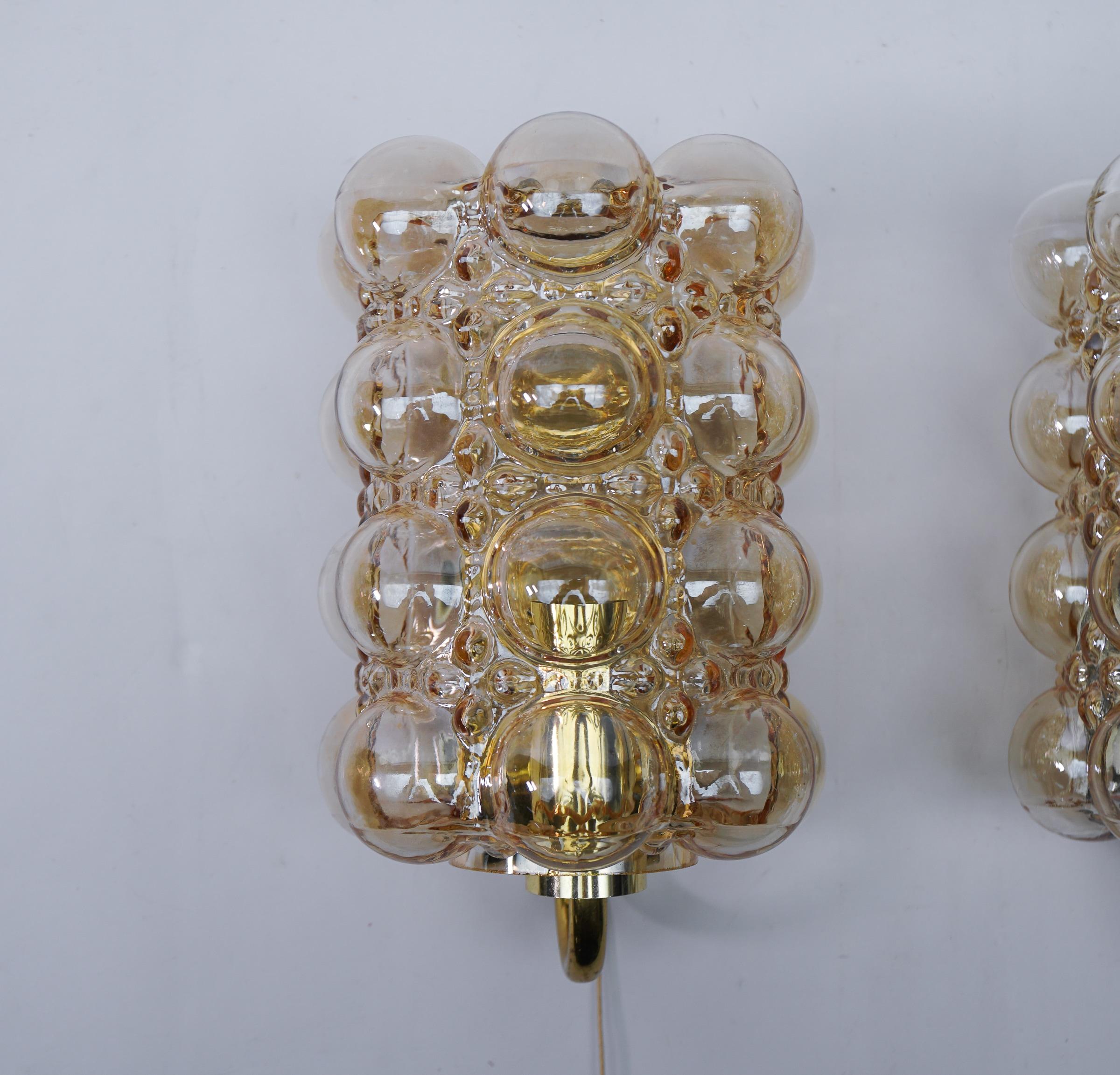 Pair of Bubble Glass Wall Lights by Helena Tynell for Limburg, 1960s Germany 4