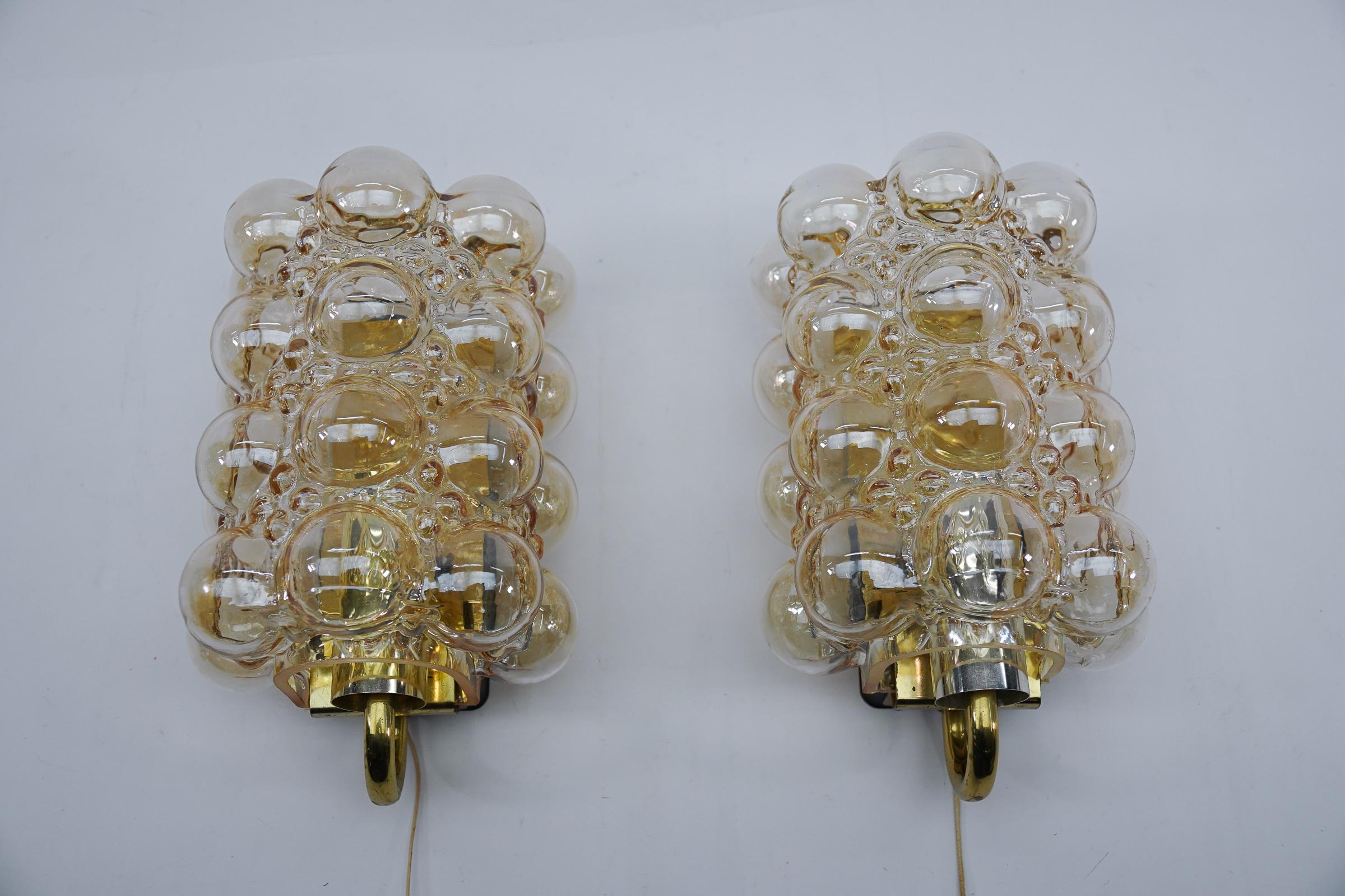 Mid-Century Modern Pair of Bubble Glass Wall Lights by Helena Tynell for Limburg, 1960s Germany