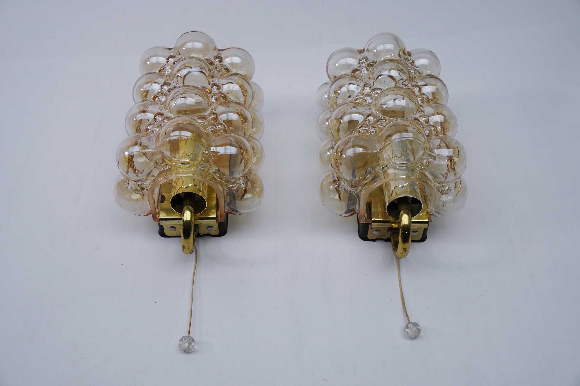 Mid-20th Century Pair of Bubble Glass Wall Lights by Helena Tynell for Limburg, 1960s Germany