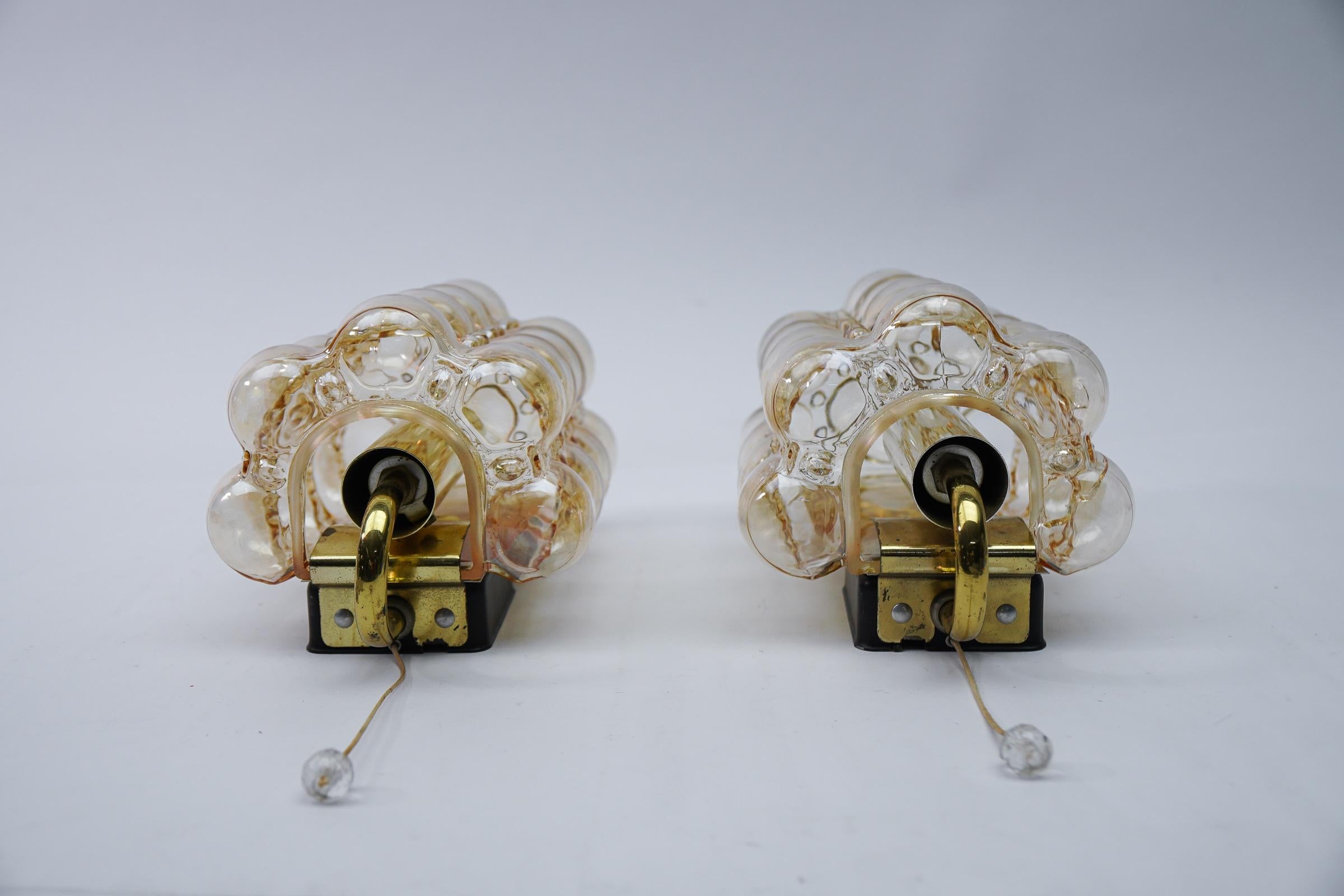 Pair of Bubble Glass Wall Lights by Helena Tynell for Limburg, 1960s Germany 3