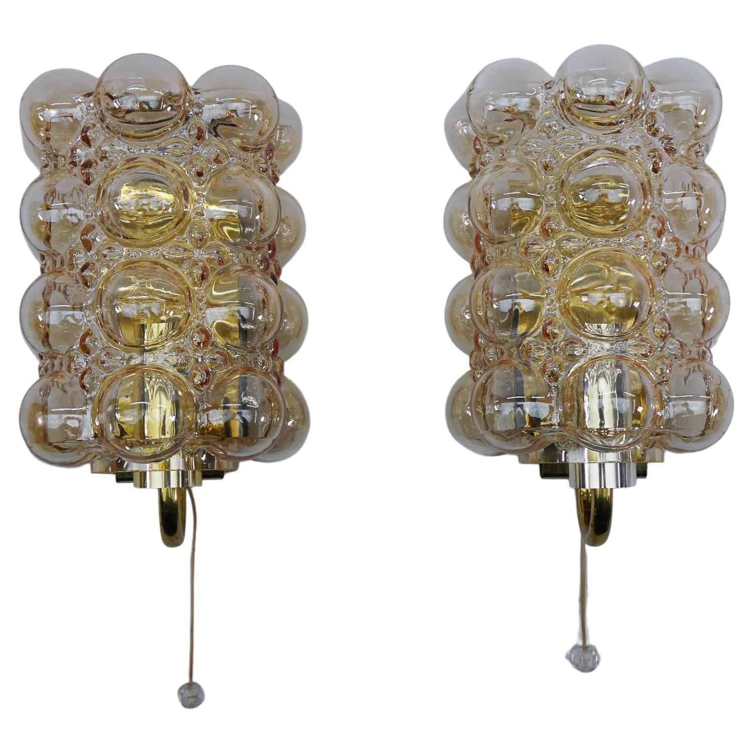 Pair of Bubble Glass Wall Lights by Helena Tynell for Limburg, 1960s Germany