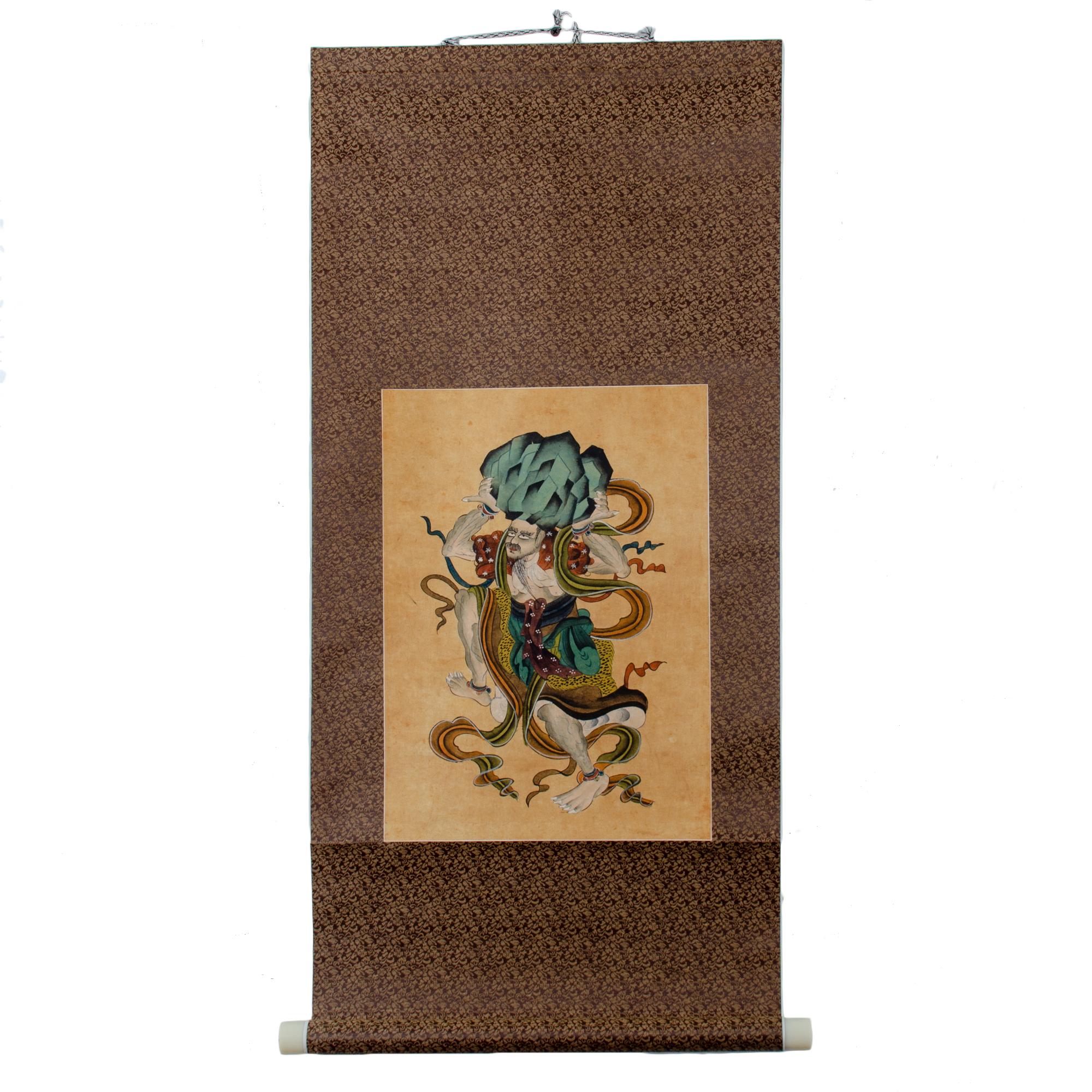 Ein Paar buddhistischer Wächter-Schriftrollen (Papier) im Angebot