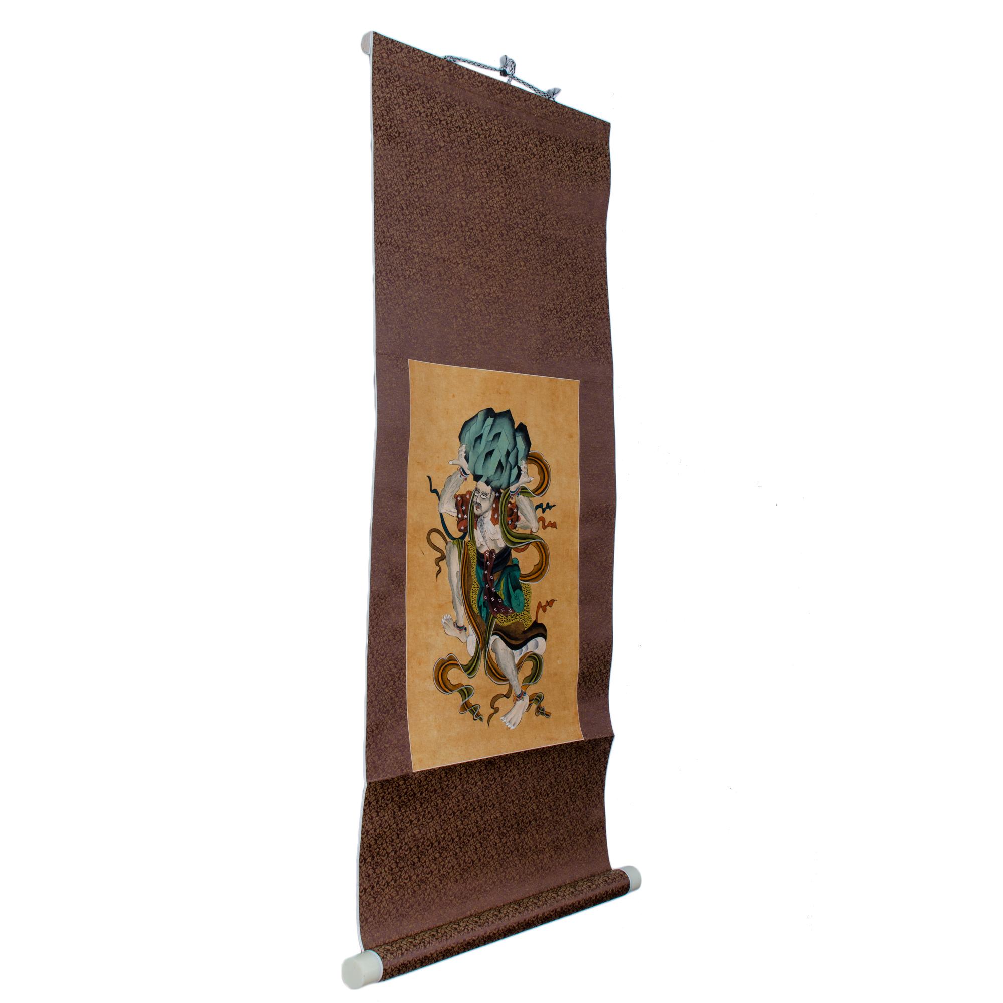 Ein Paar buddhistischer Wächter-Schriftrollen im Angebot 2