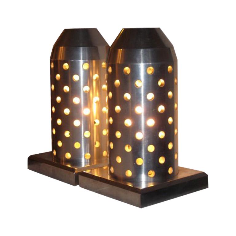 A Pair of Bullet Shaped Super Industrial Table Lamps