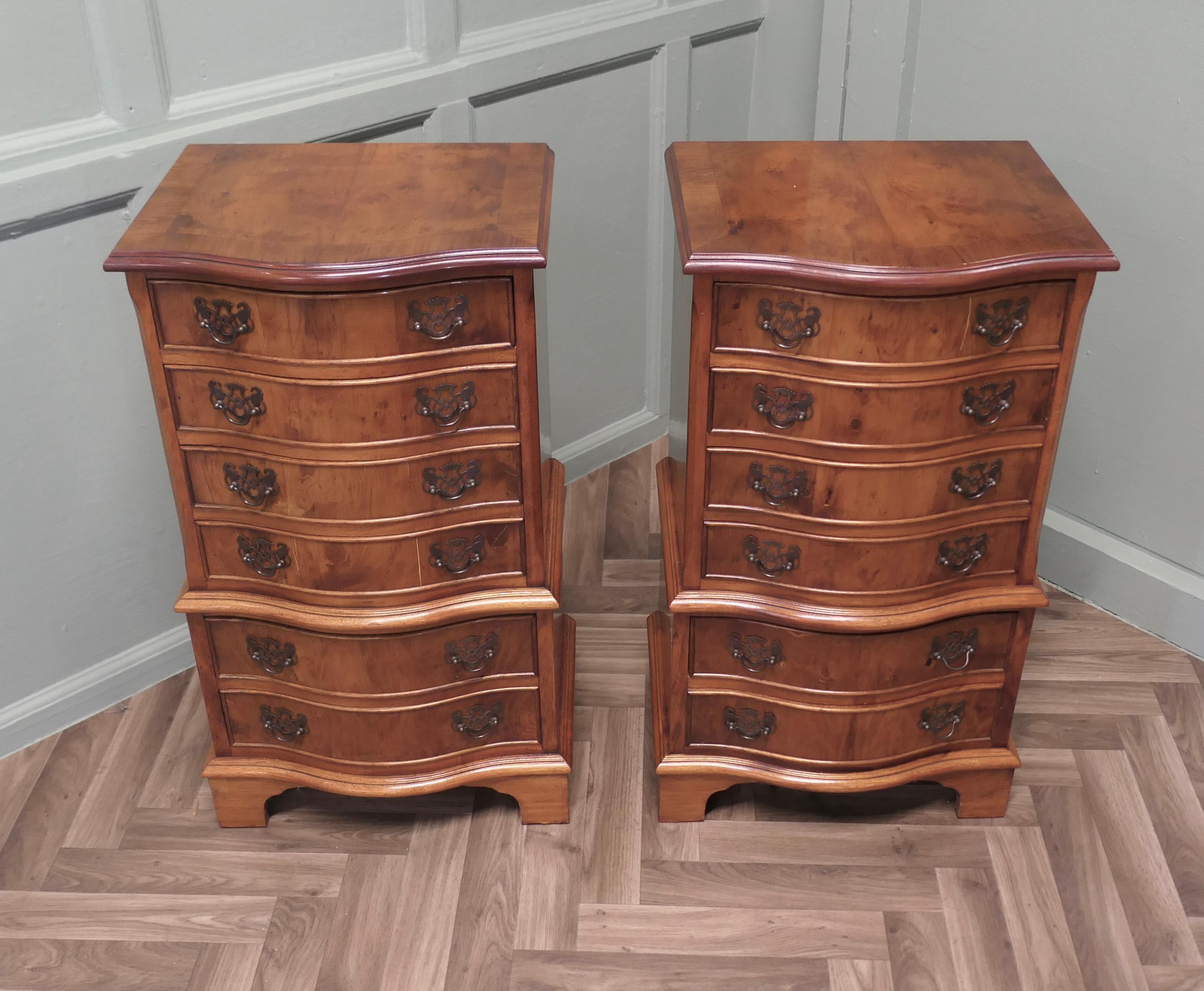Adam Style A Pair of Bur Yew Chest of Drawers  These are wonderful little chests For Sale