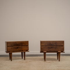 A Pair of Burl Walnut Nightstands