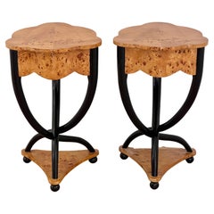 A pair of burl wood Biedermeier side tables, 20th century