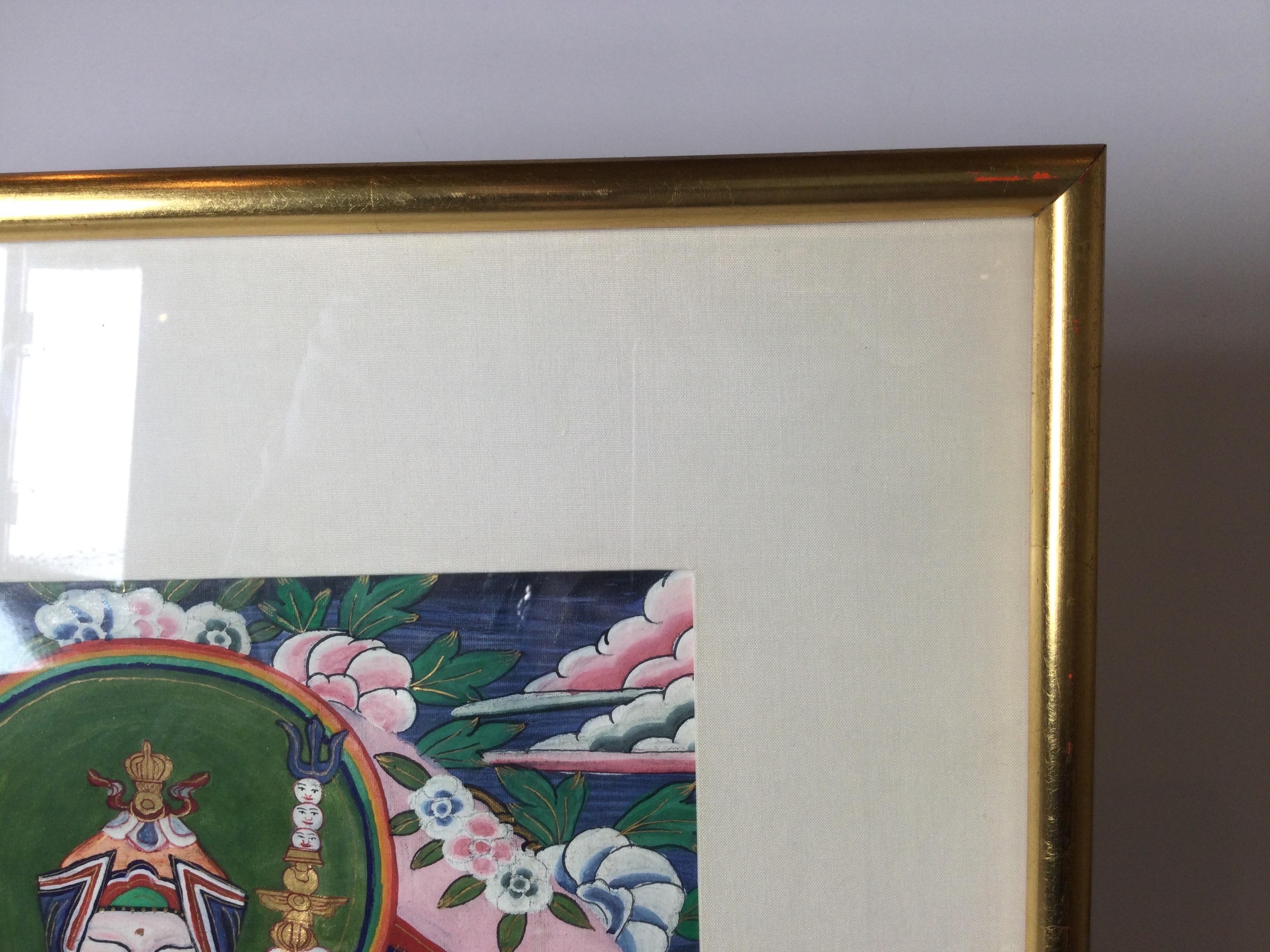 Pair of Burmese Early 20th Century Giltwood Framed Paintings For Sale 2