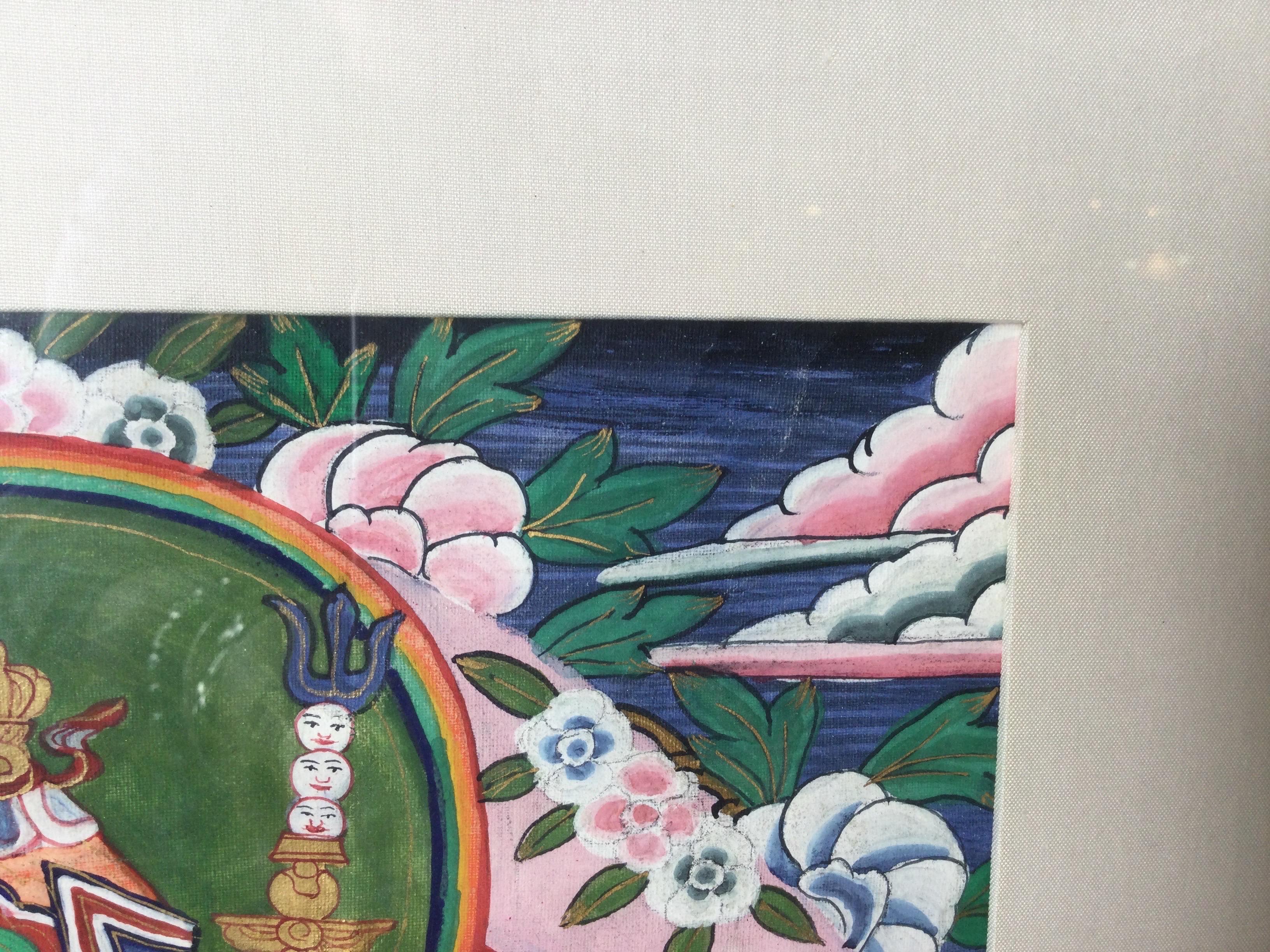 Paire de peintures birmanes encadrées en bois doré du début du XXe siècle en vente 2