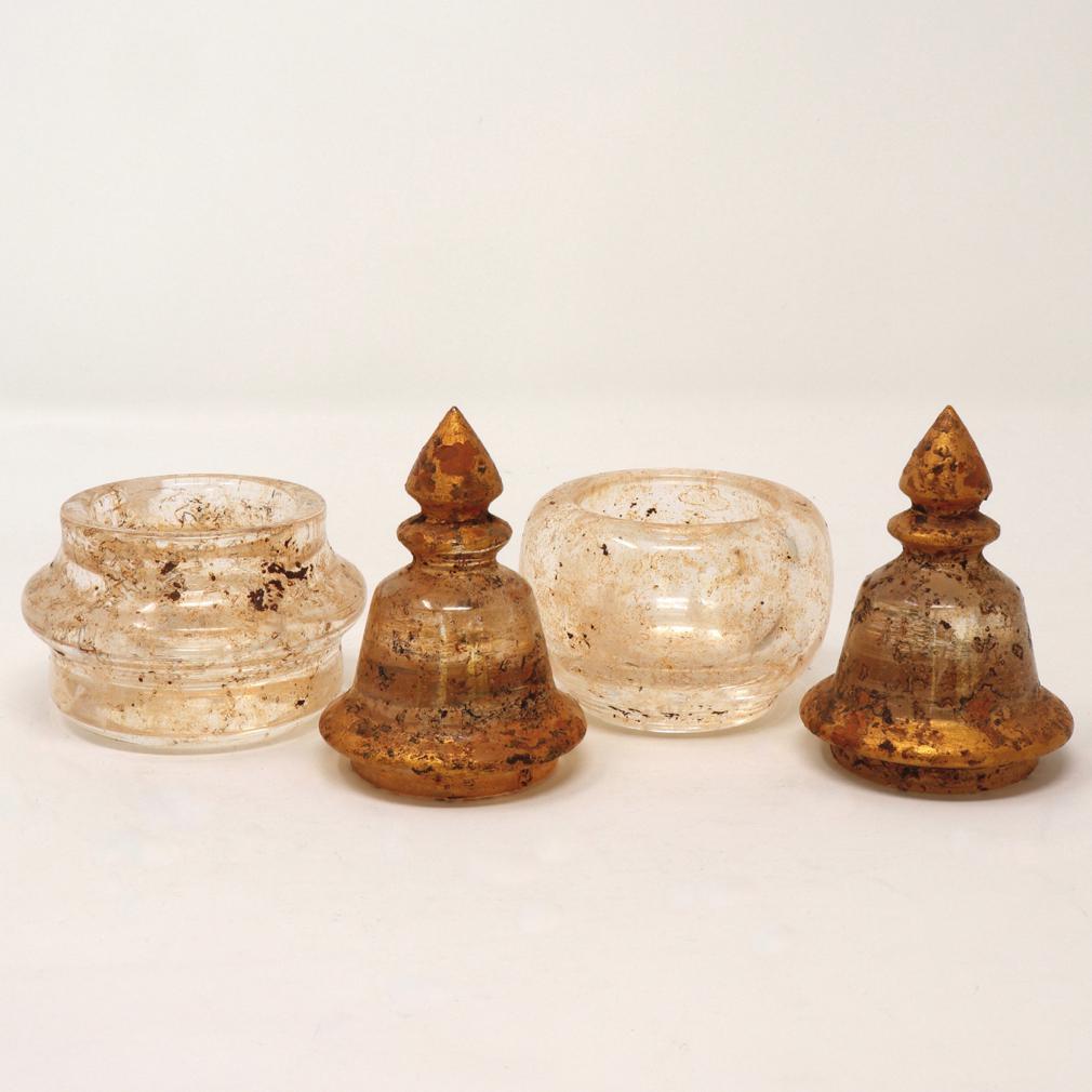 Carved A Pair of Burmese Rock Crystal Reliquaries For Sale