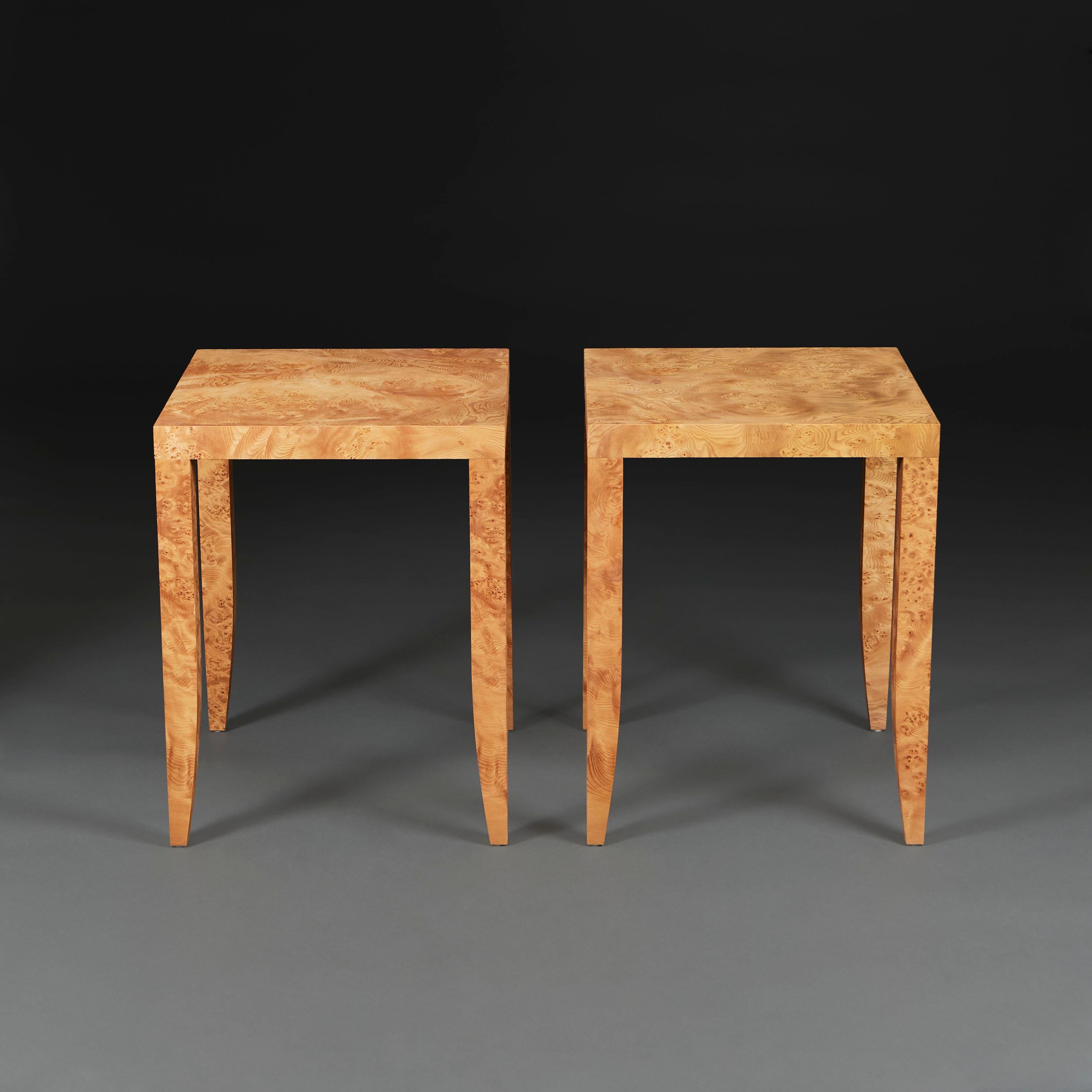 Mid-Century Modern A Pair of Burr Occasional Tables  For Sale