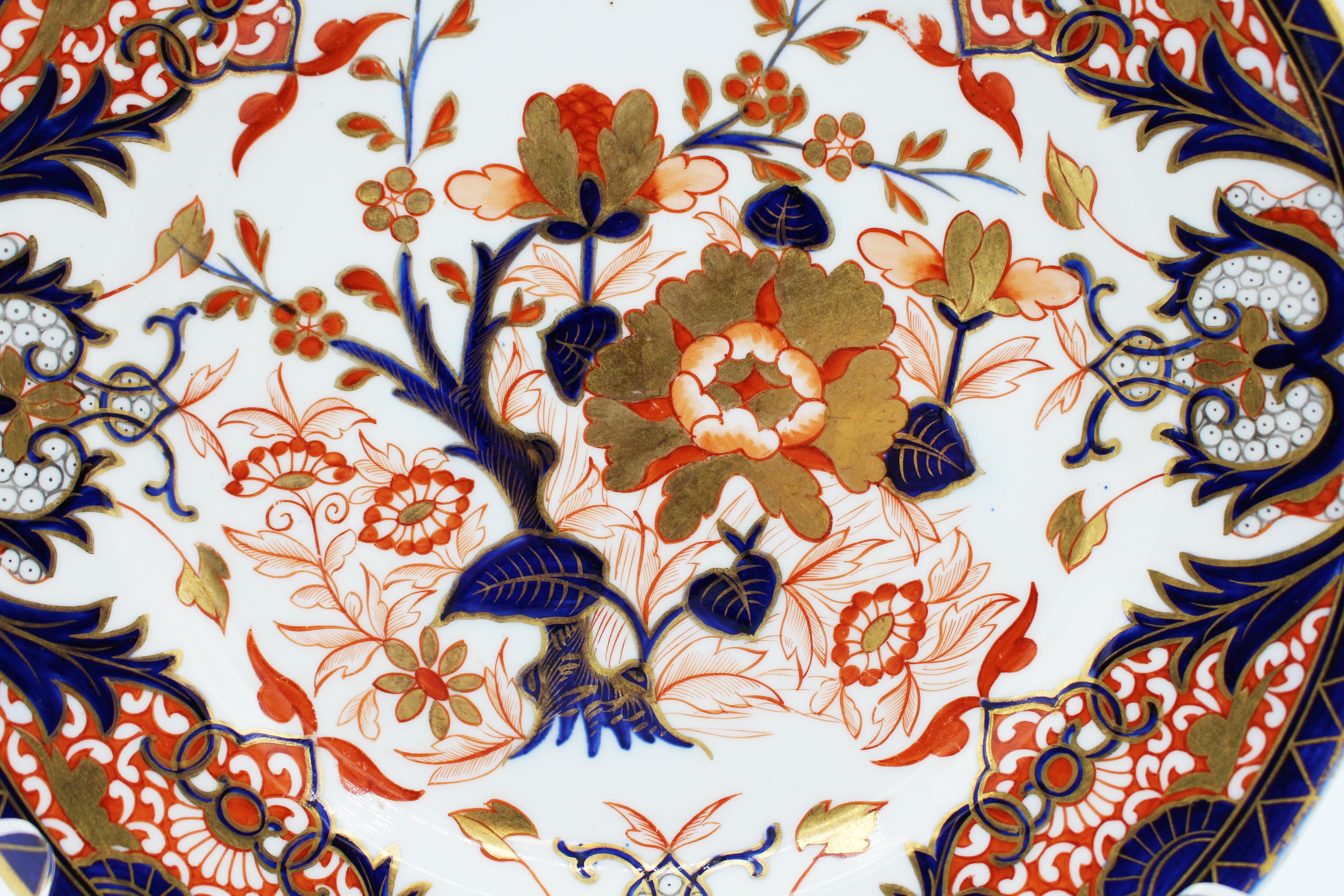 Porcelain Pair of C. 1820 Imari Pattern Crown Derby Plates