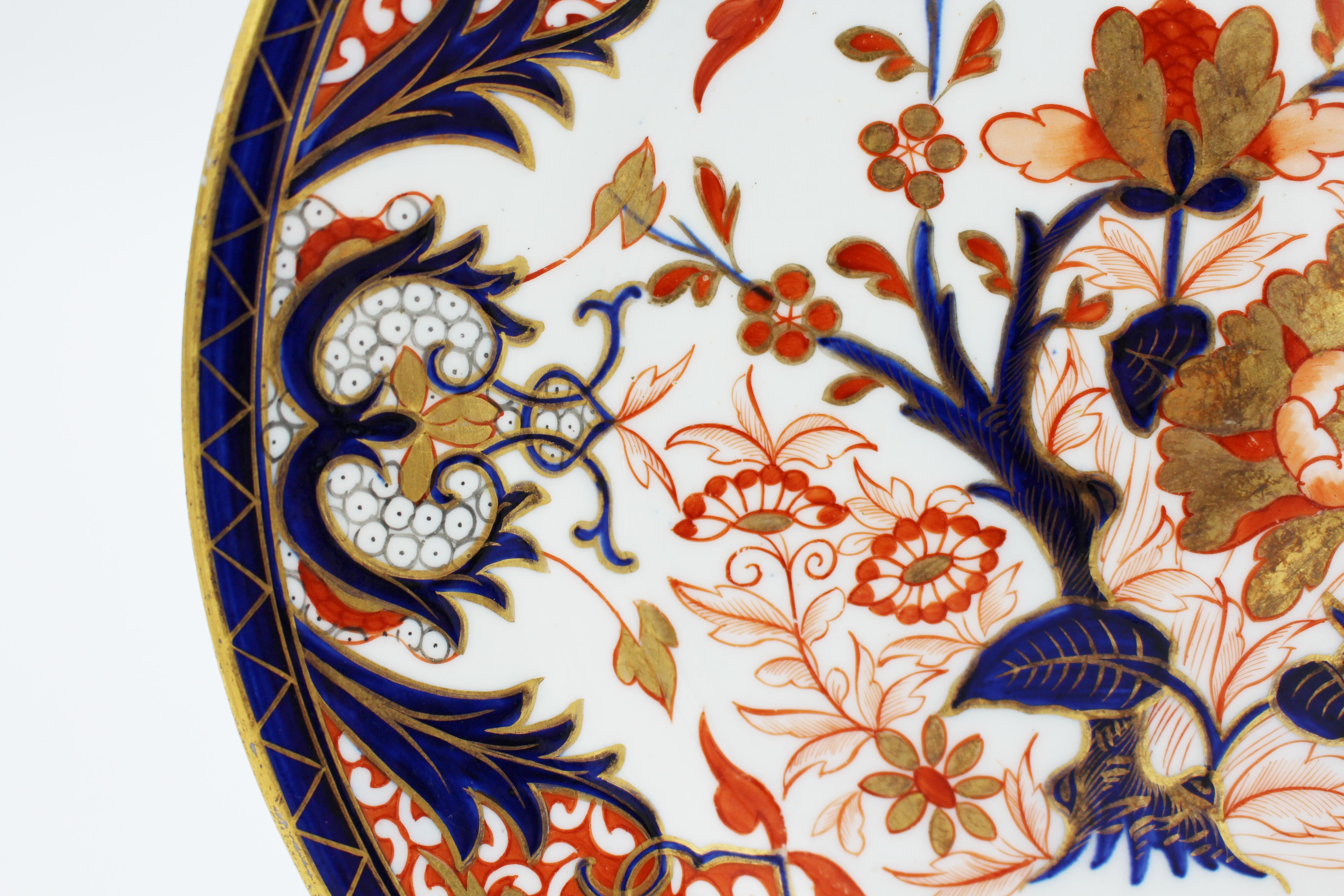 Pair of C. 1820 Imari Pattern Crown Derby Plates 1