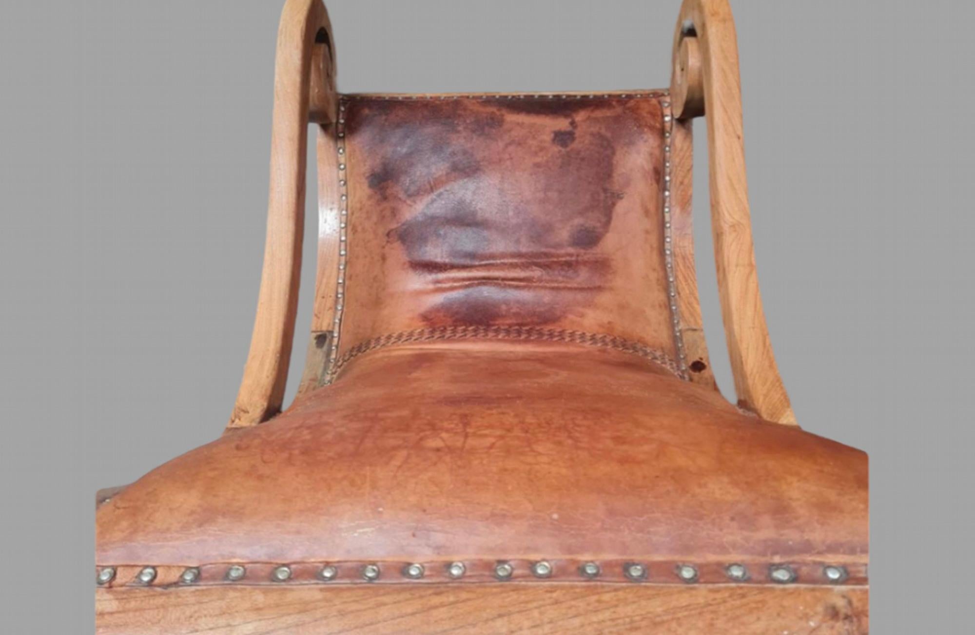 Pair of C1930's Tan Fruitwood Plantation Leathered Armchairs In Good Condition In Pewsey, GB