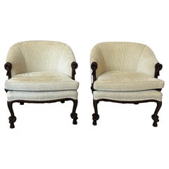 A Pair Of  c.1950s Rope And Tassel Carved Lounge Chairs