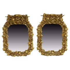 A Pair Of C19th Silvered and Gilt Composite Wall Mirrors