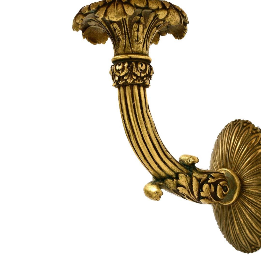 20th Century A Pair of Caldwell Gilt Bronze & Alabaster Sconces For Sale