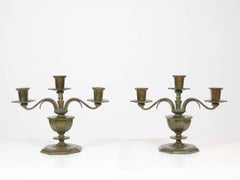 Pair of Candelabra, Bronze, by Sune Bäckström, Sweden, 1920s-1930s