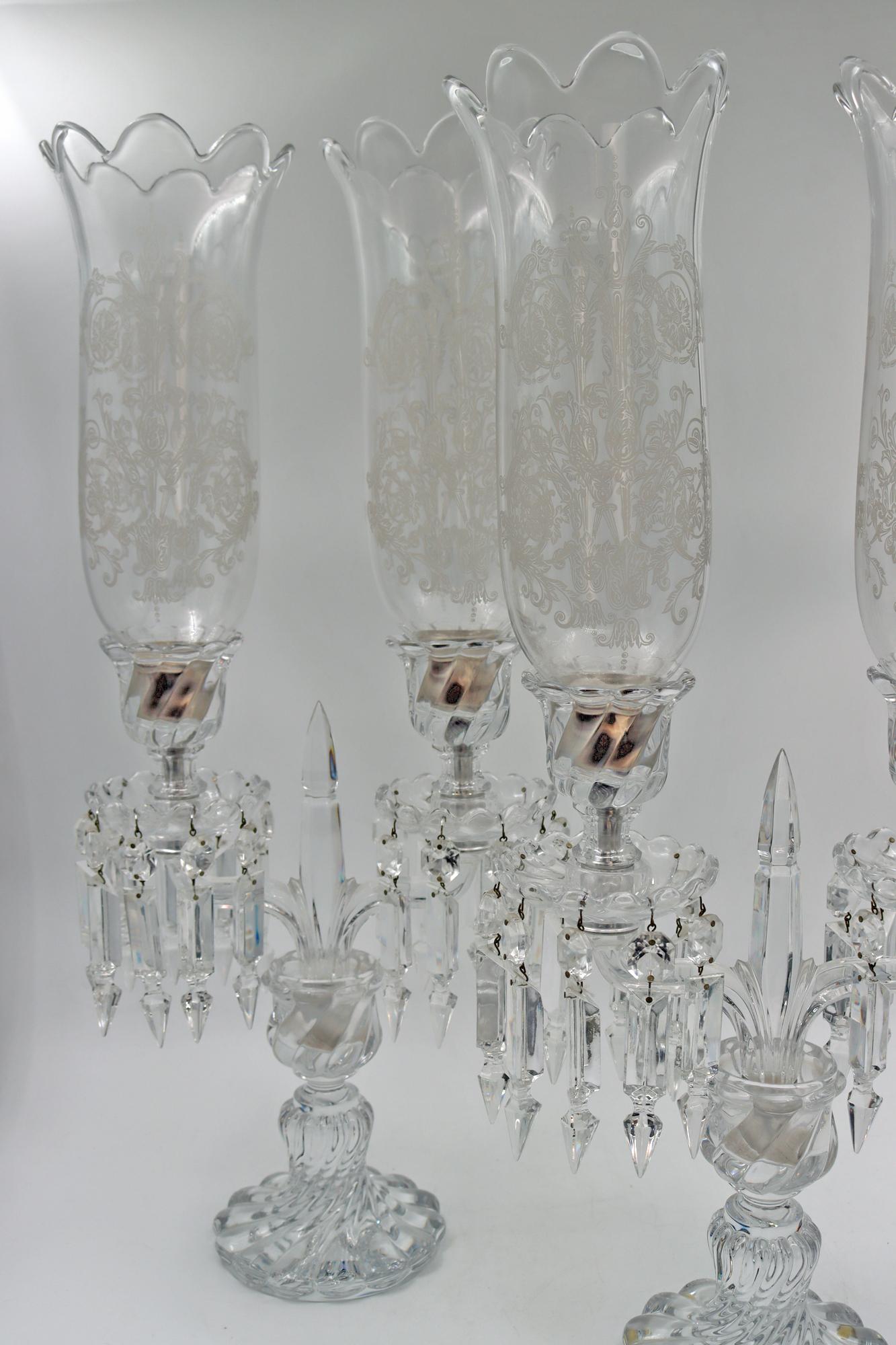 Pair of Candelabras Signed Baccarat, 19th Century 2