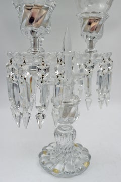 Pair of Candelabras Signed Baccarat, 19th Century