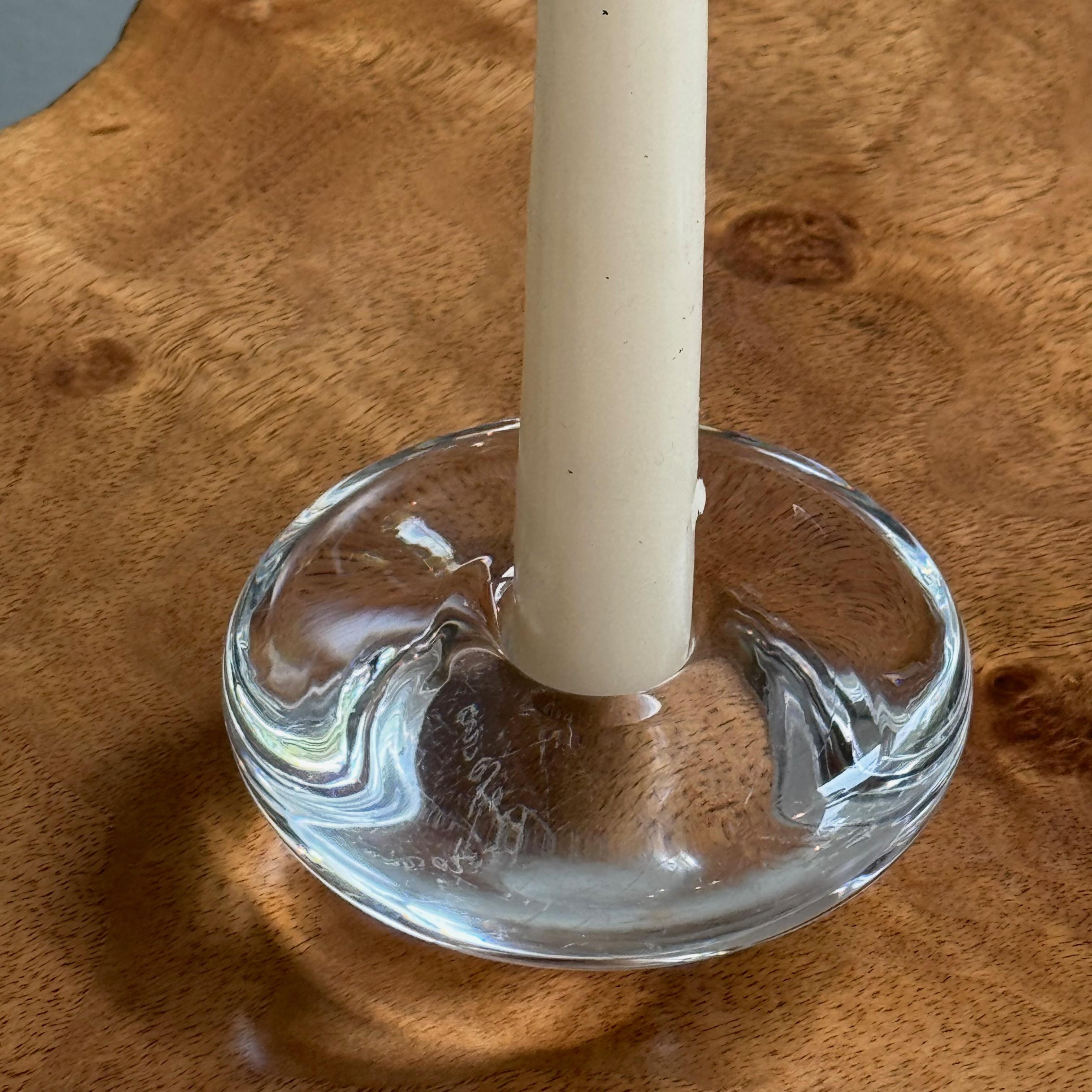 A Pair of Candle Holders/ Orrefors, Sweden In Good Condition For Sale In London, GB