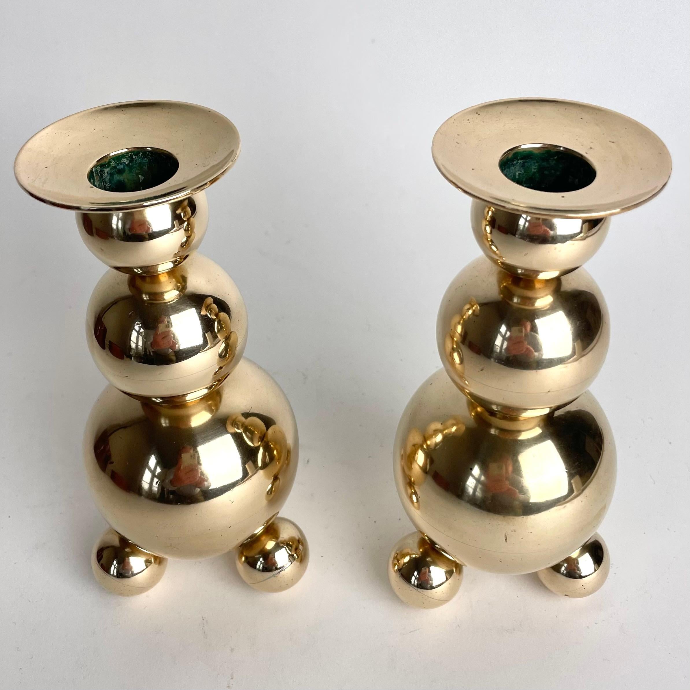Brass A pair of Candlesticks from Gusums Bruk in Sweden from the early 20th Century