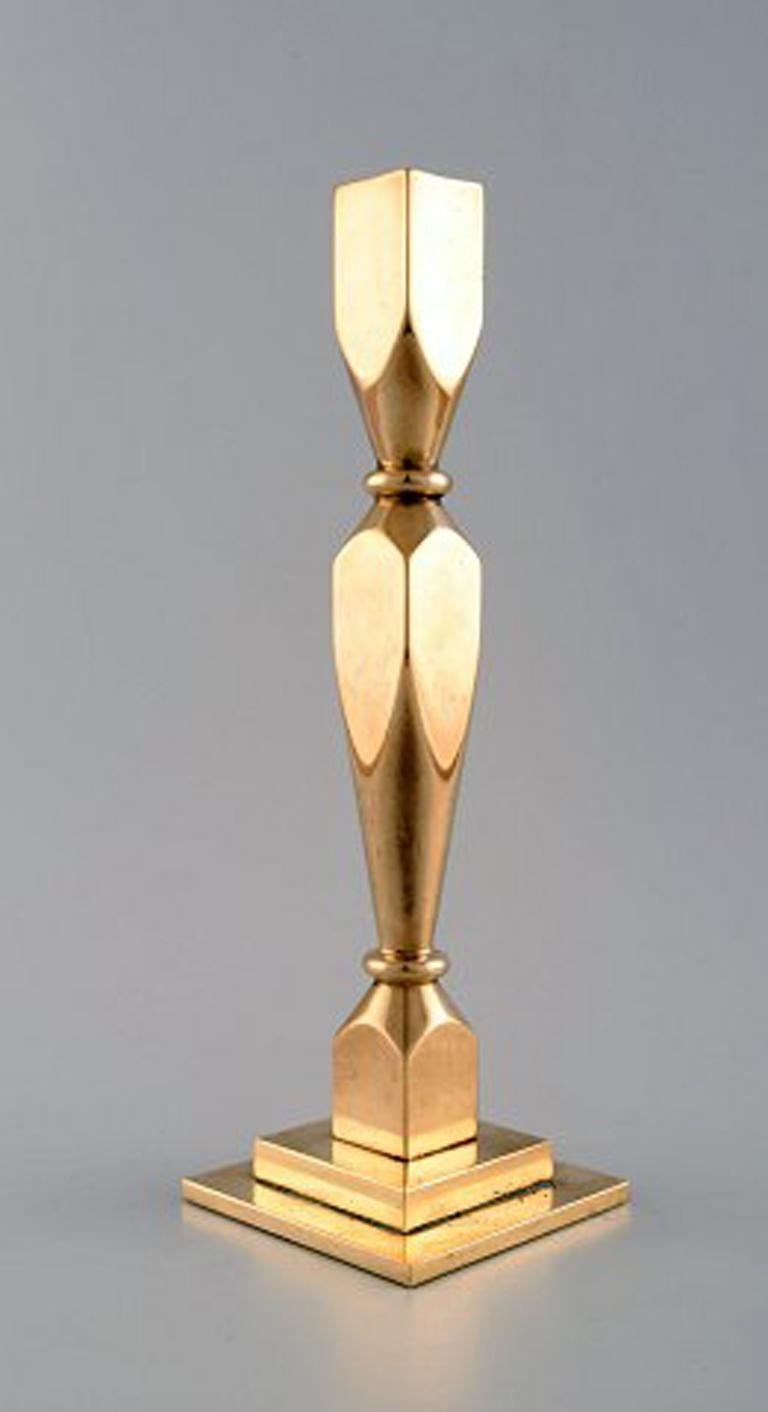 A Pair of Candlesticks in Brass Scandinavian Design In Excellent Condition In Copenhagen, DK