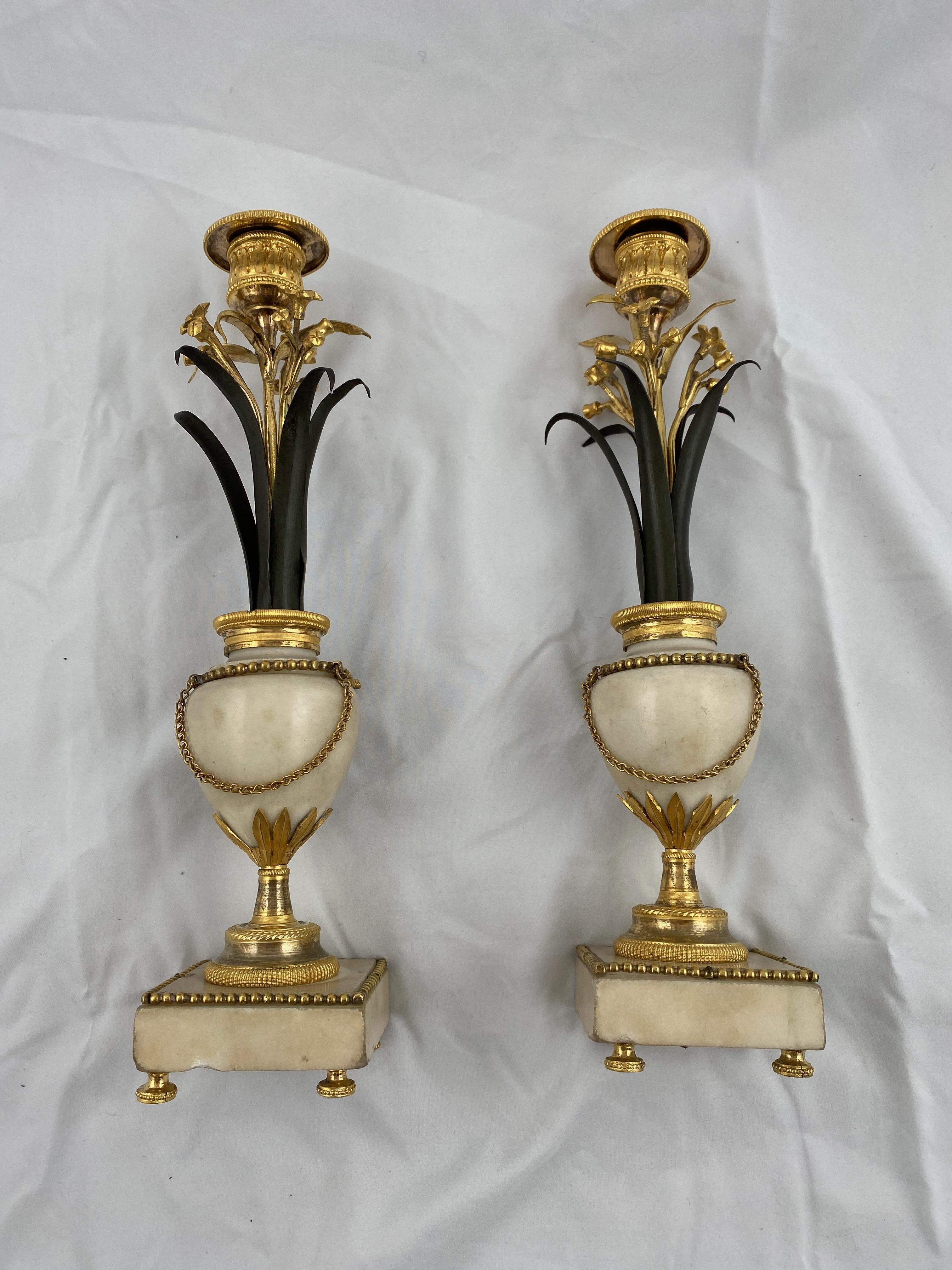 Marble Pair of Candlesticks, Late 18th Century