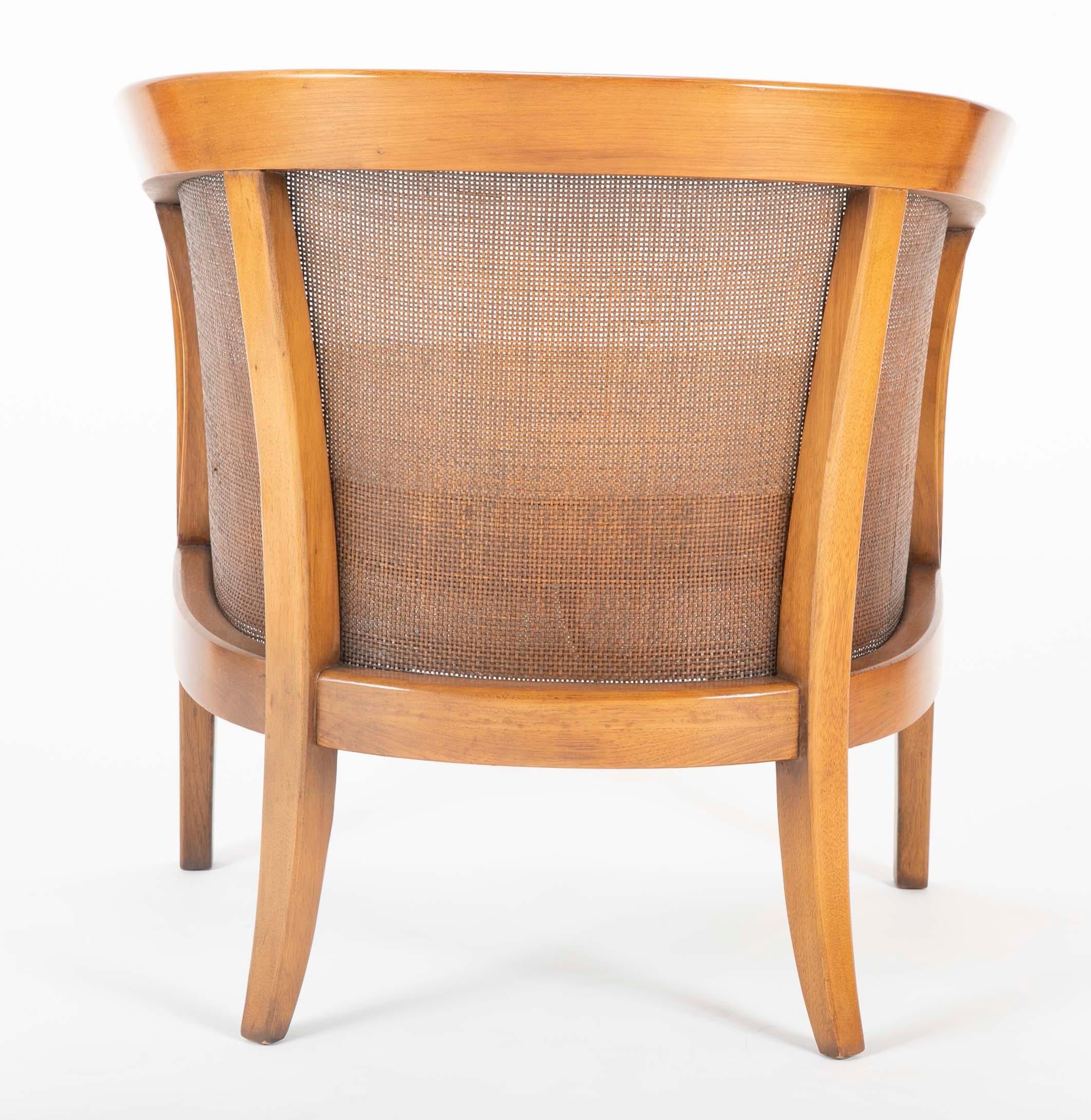 Pair of Caned Tub Back Armchairs Designed by Edward Wormley for Dunbar 3