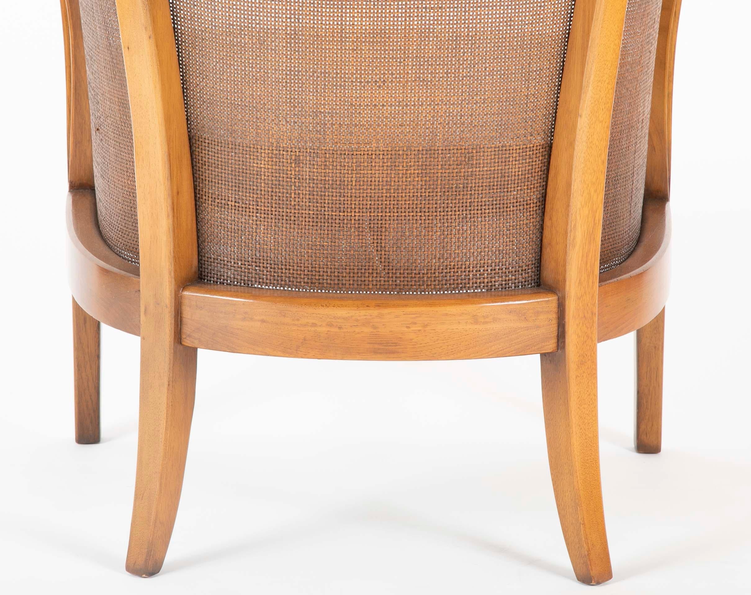 Pair of Caned Tub Back Armchairs Designed by Edward Wormley for Dunbar 5