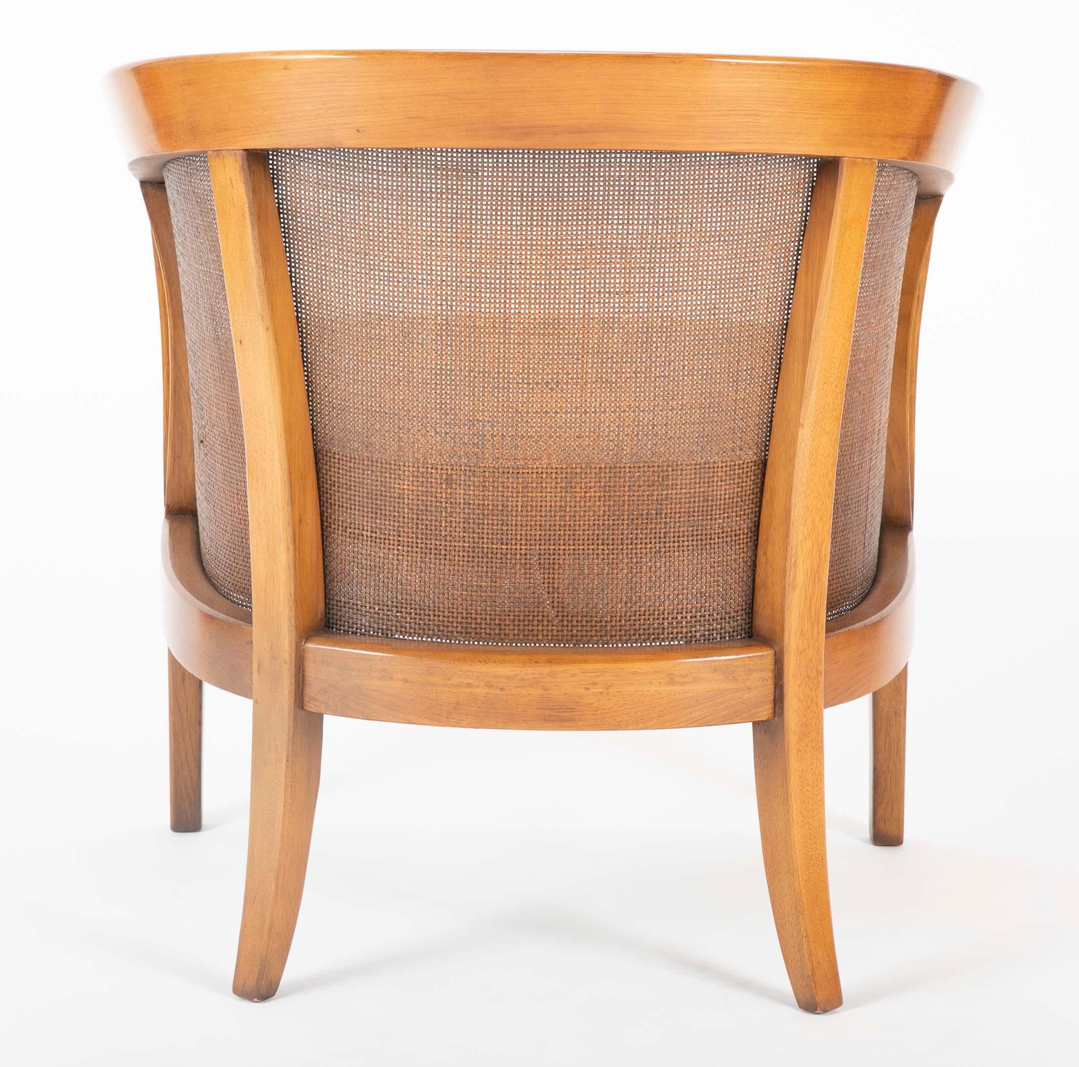 Pair of Caned Tub Back Armchairs Designed by Edward Wormley for Dunbar 6