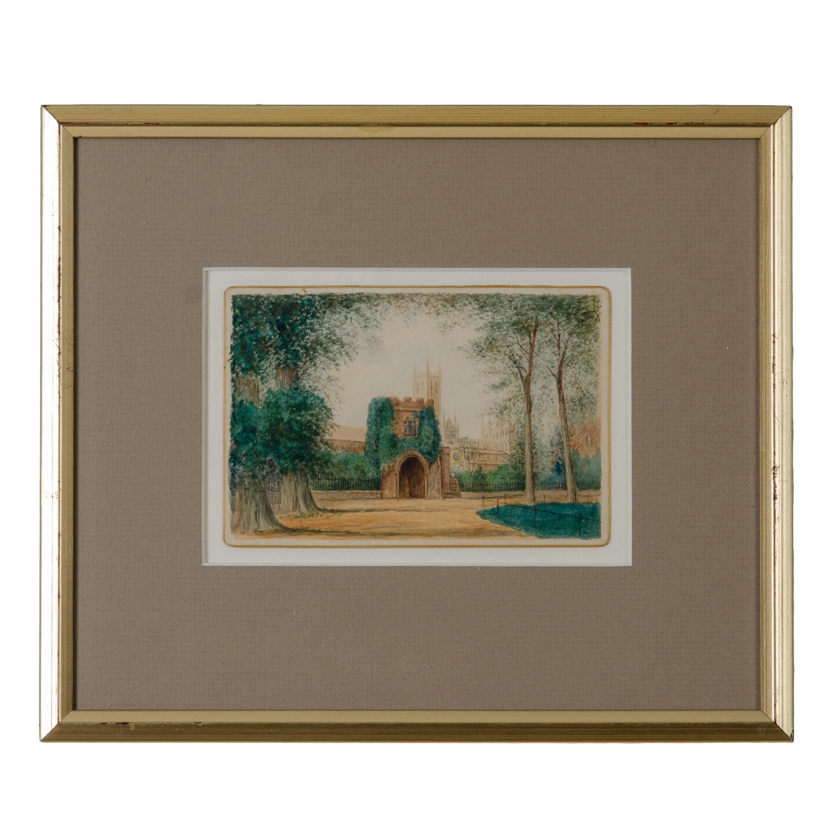 A Pair of Canterbury Cathedral Paintings In Good Condition For Sale In Savannah, GA