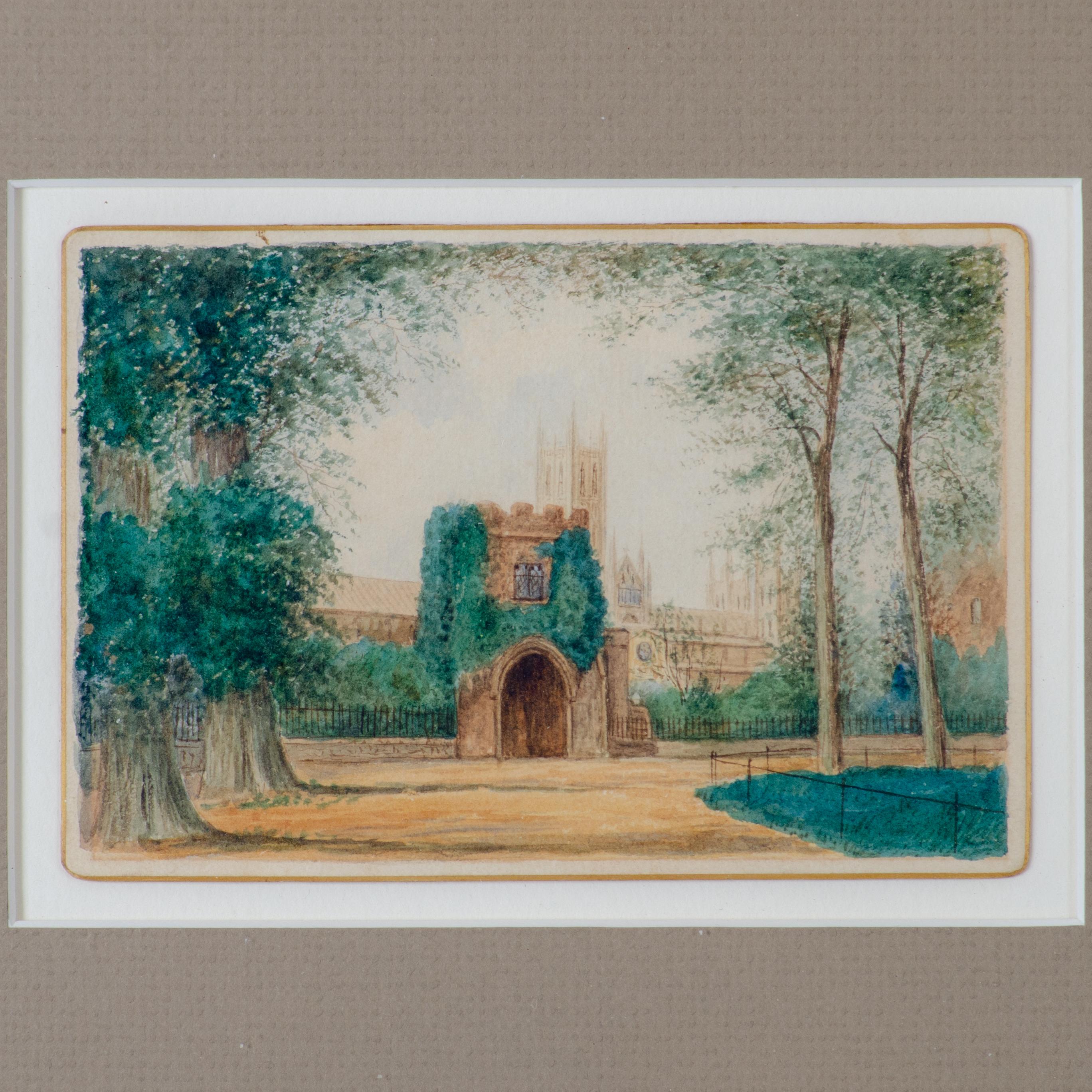 Glass A Pair of Canterbury Cathedral Paintings For Sale