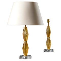 Pair of Carlo Scarpa Amber Glass Lamps