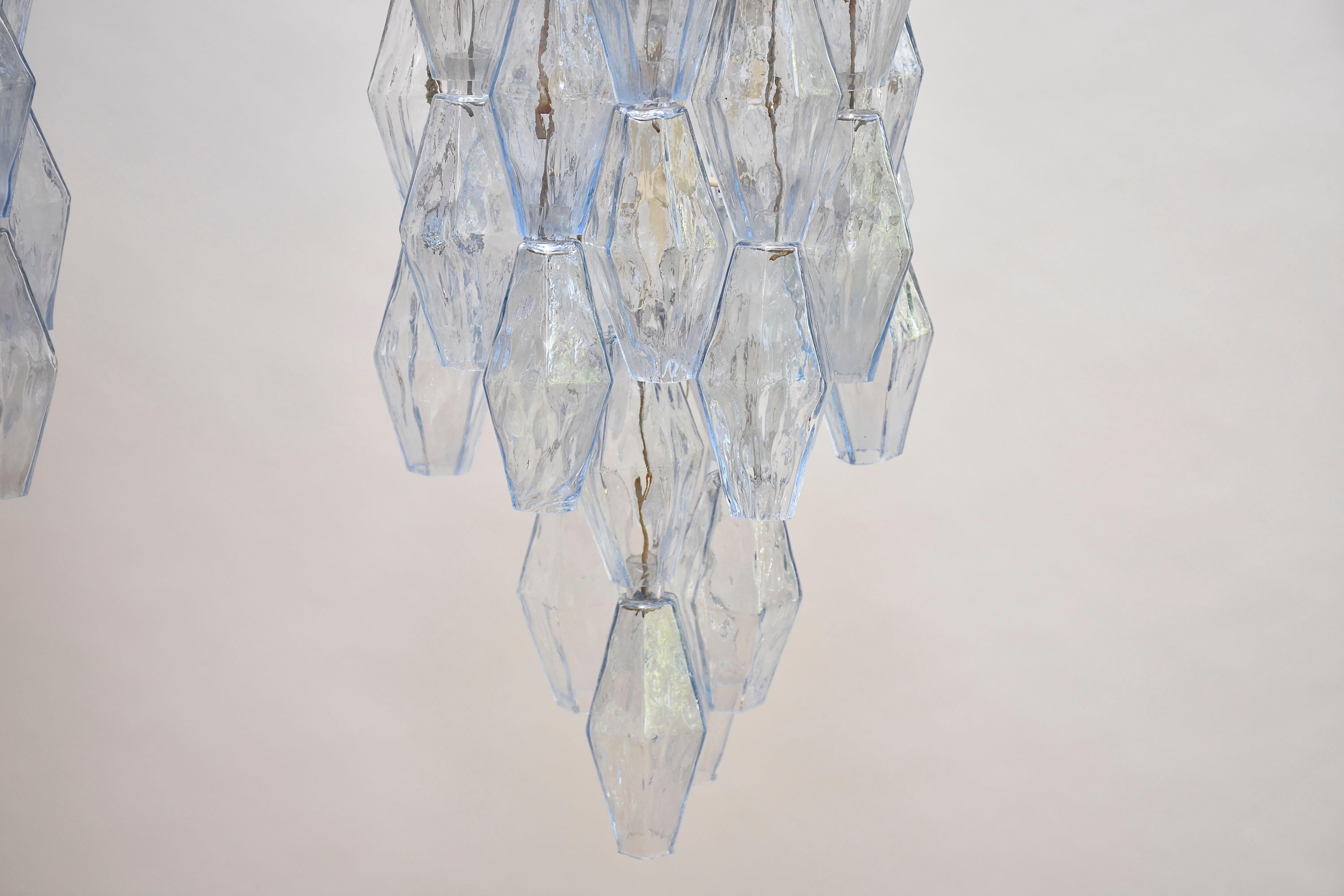 Italian A pair of Carlo Scarpa Murano chandeliers 'Poliedri' for Venini  For Sale