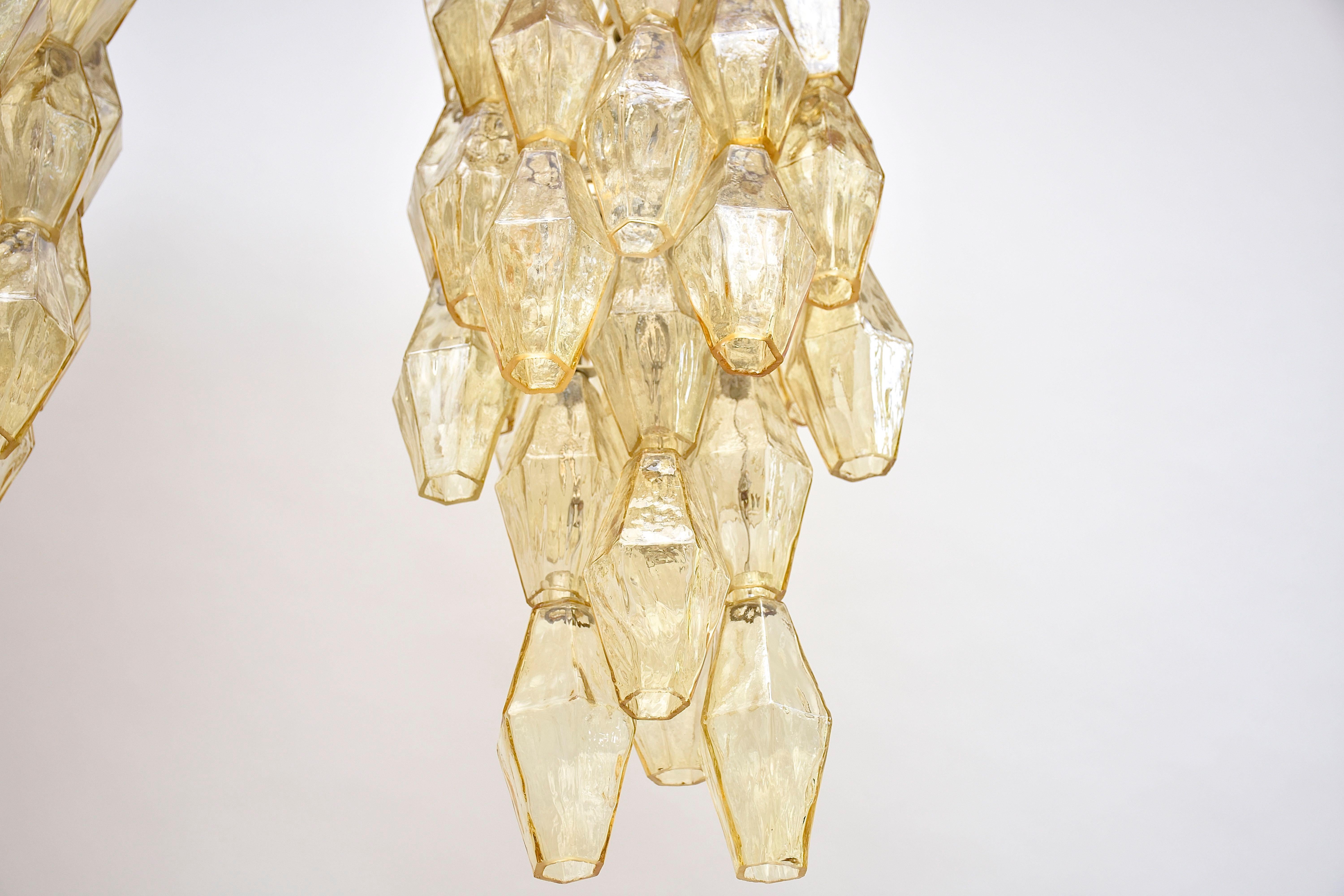 Italian A pair of Carlo Scarpa Murano chandeliers 'Poliedri' for Venini  For Sale