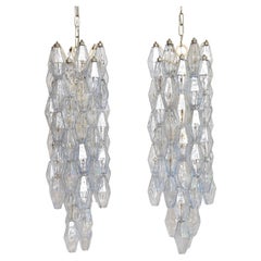 A pair of Carlo Scarpa Murano chandeliers 'Poliedri' for Venini 