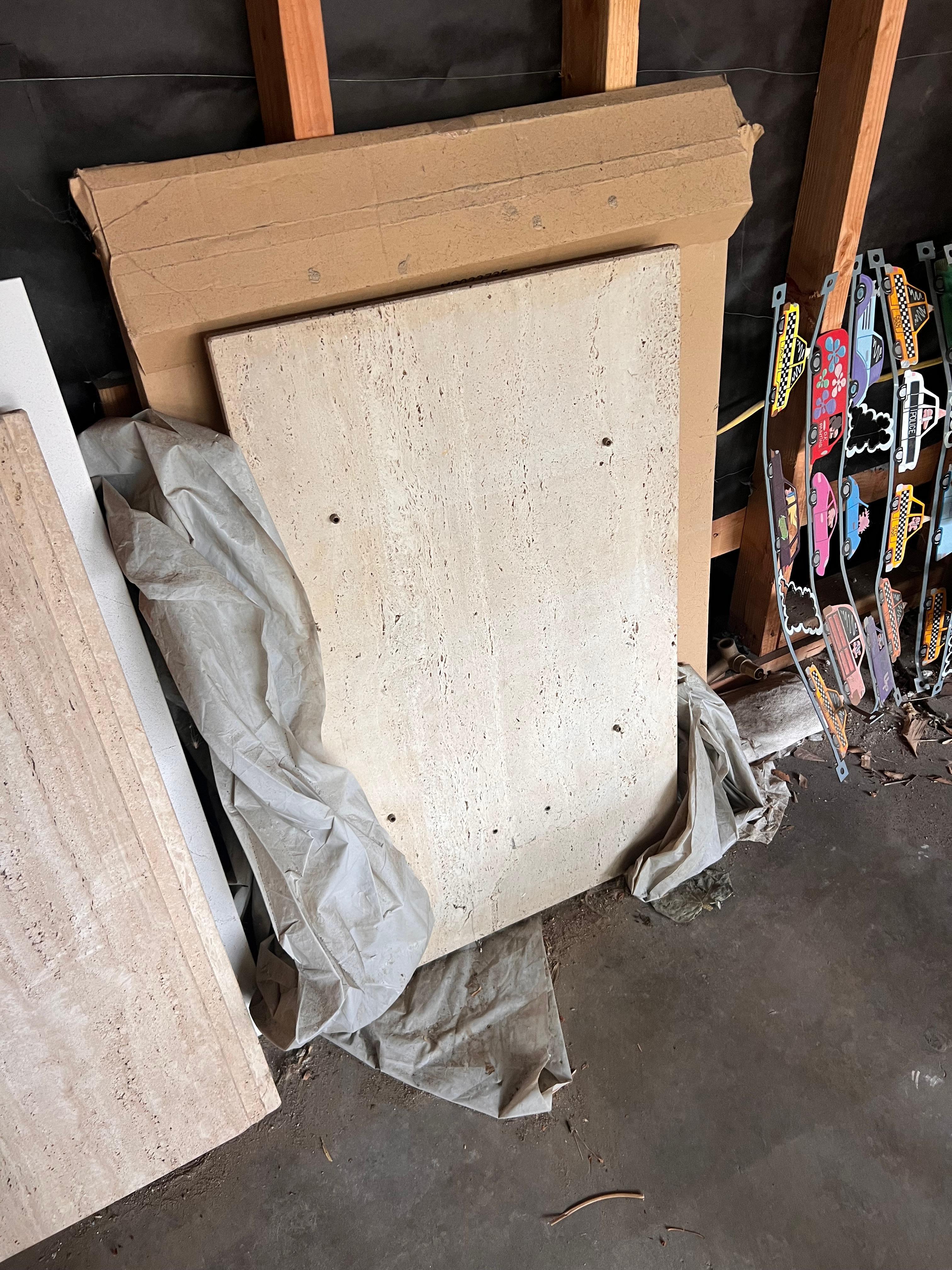 A pair of Carlo Scarpa style vintage Italian travertine slabs, 20th century For Sale 9
