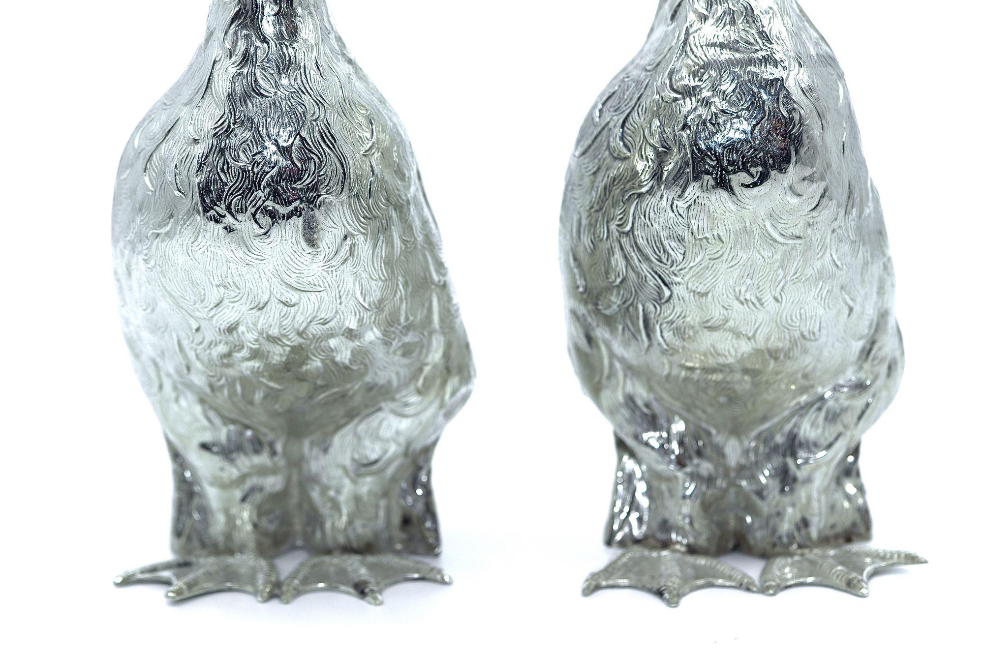 Sterling Silver 1920’s Pair of Cartier Silver Duck Decanters For Sale