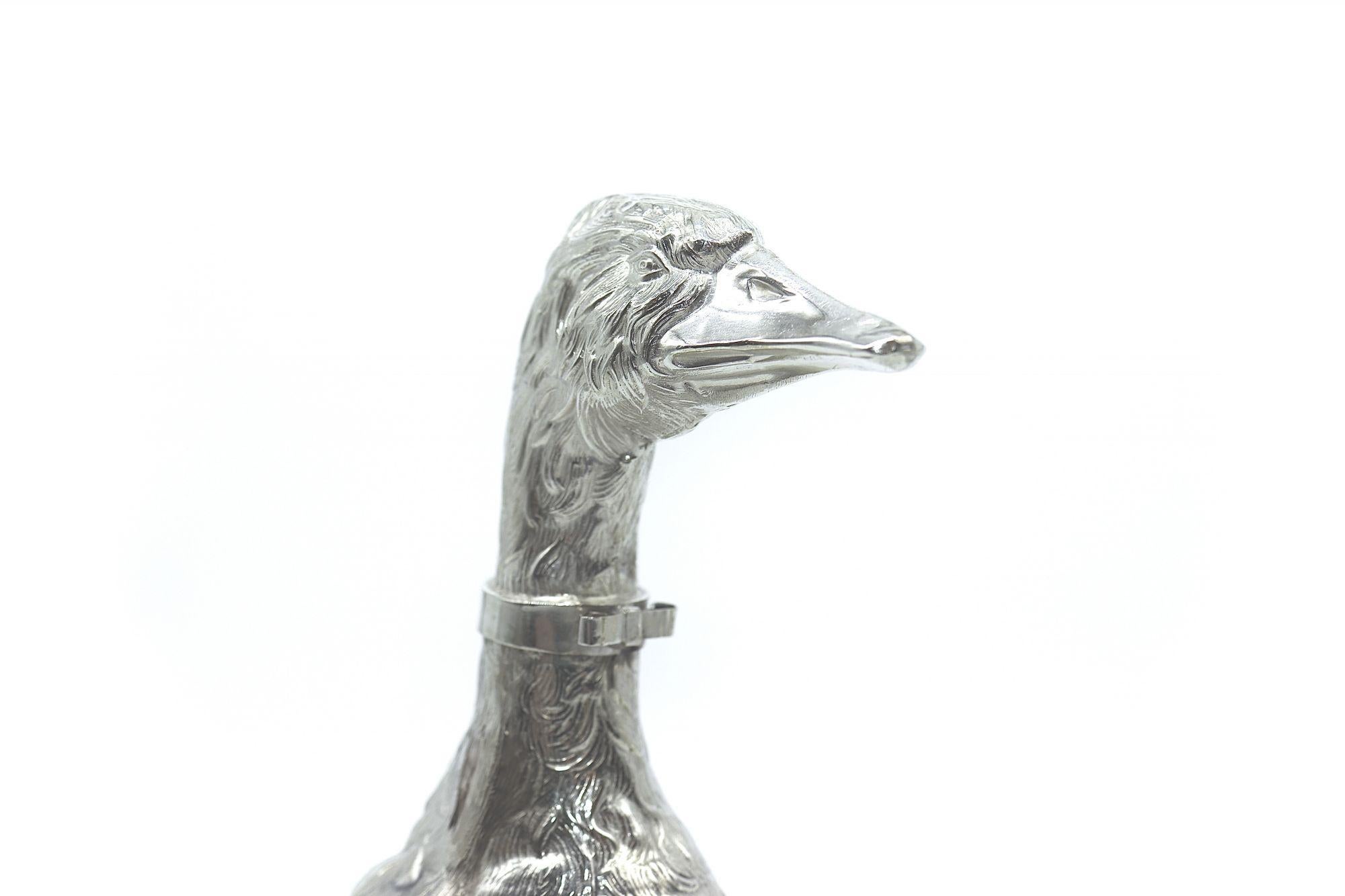 1920’s Pair of Cartier Silver Duck Decanters For Sale 2
