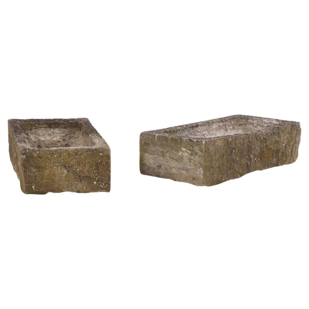 A Pair of Carved Belgian Blue Stone Planters, C. 1900. For Sale