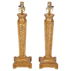 A Pair of Carved & Giltwood Table Lamps 