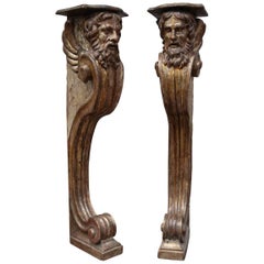 Pair of Carved and Golded Neoclassical Period Italian Columns, 18th Century