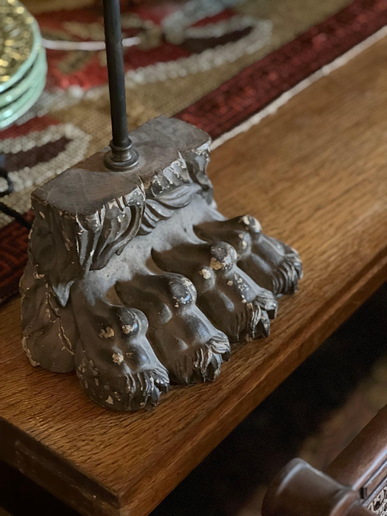 A pair of carved lions paw lamp bases 2