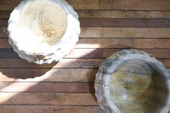 Pair of Carved Lotus Form Marble Jardinieres, Planters