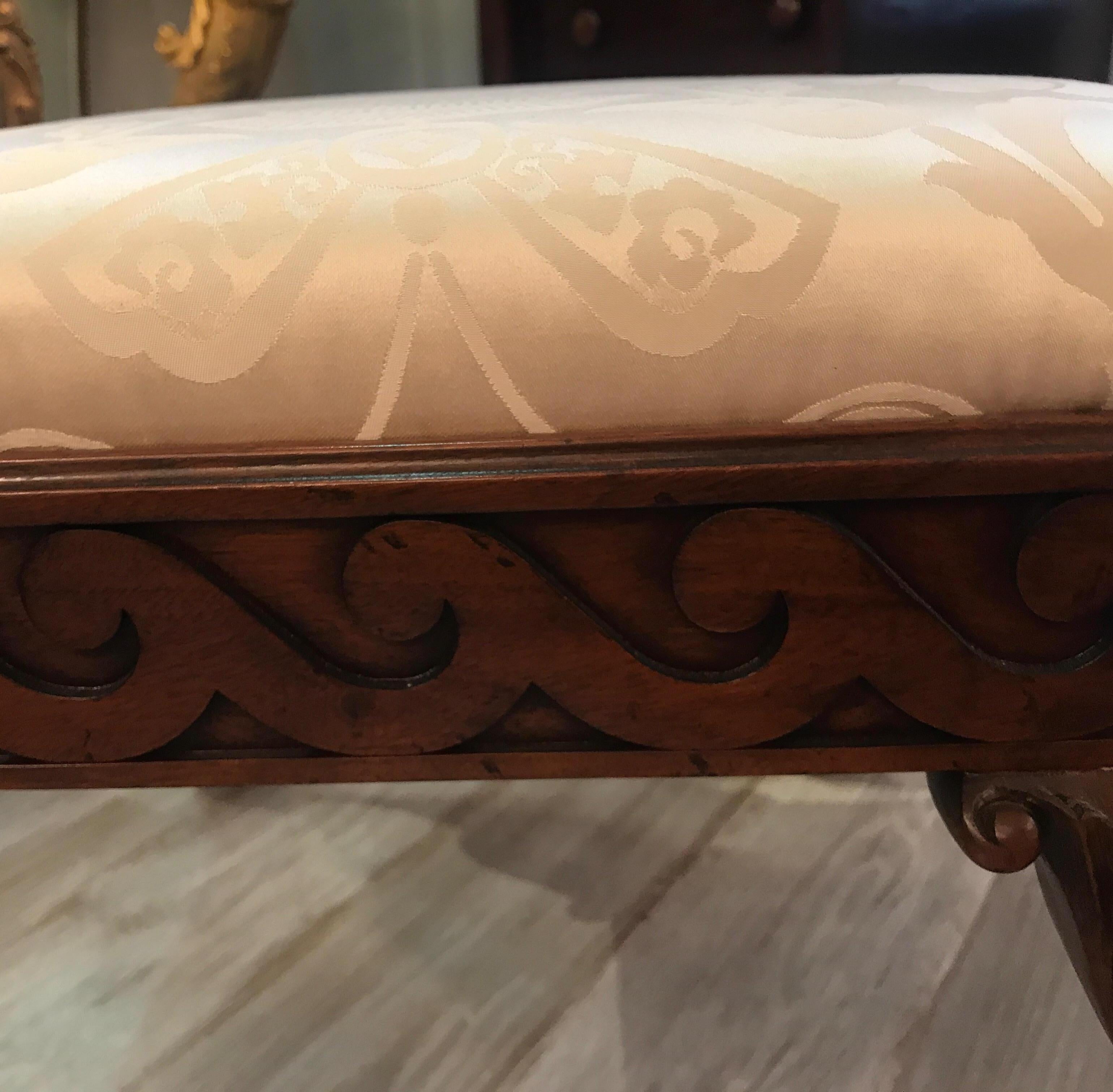 Pair of Carved Mahogany Chippendale Style Benches 7